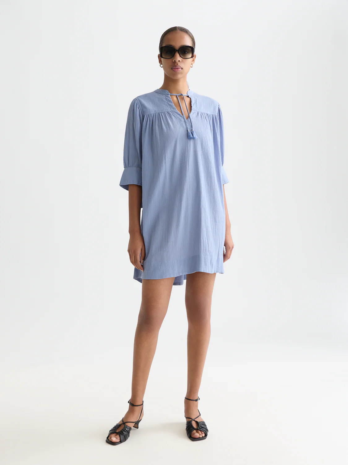 Mini gathered sleeve dress - Image 7