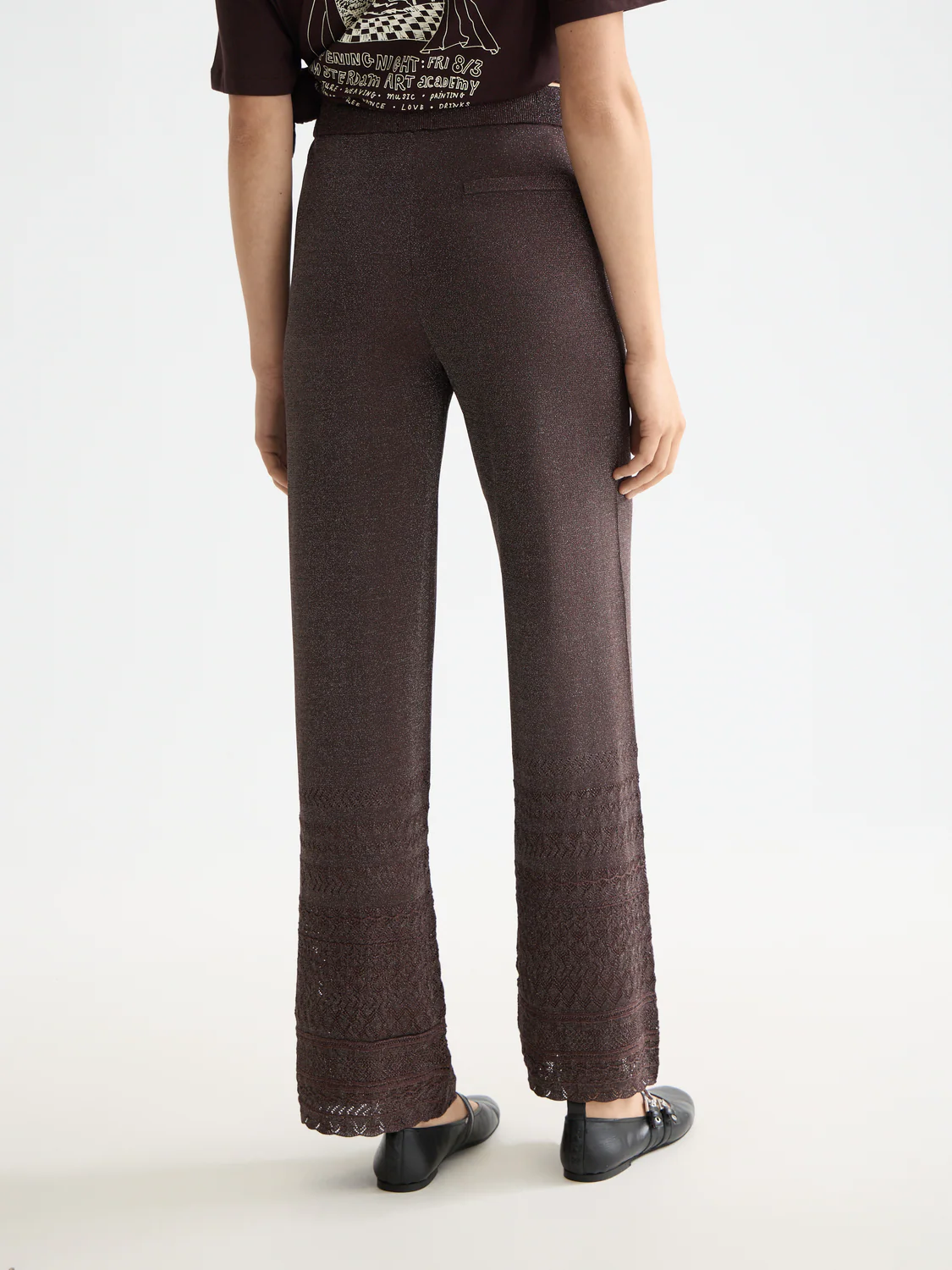 Metallic pointelle knitted trouser - Image 4