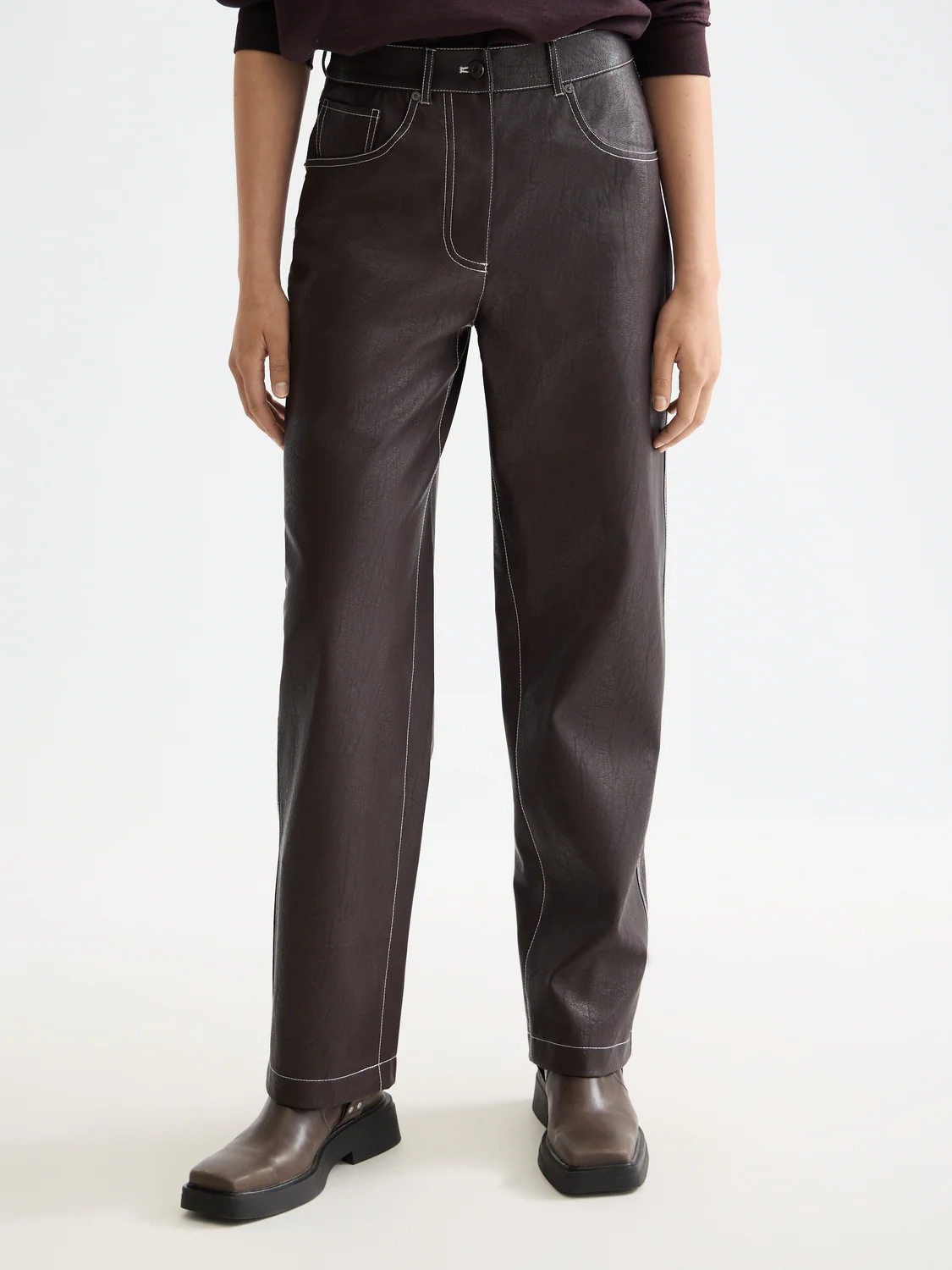 Aurora vegan leather high rise straight leg pants - Image 2