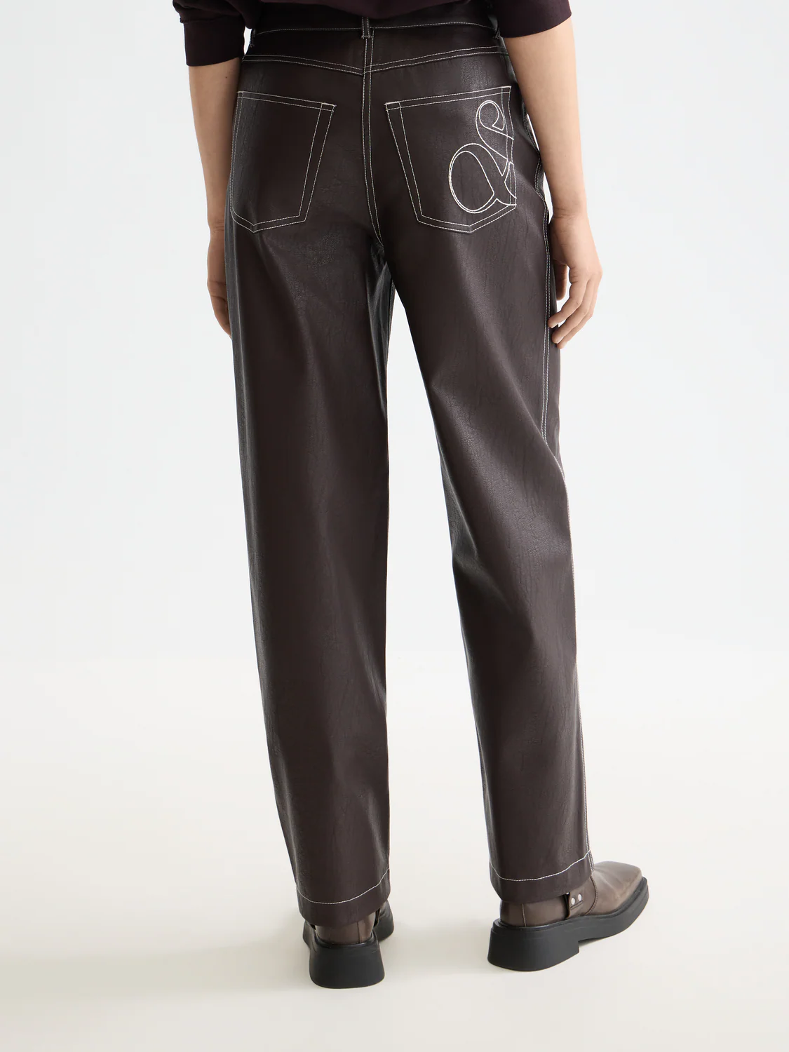 Aurora vegan leather high rise straight leg pants - Image 3