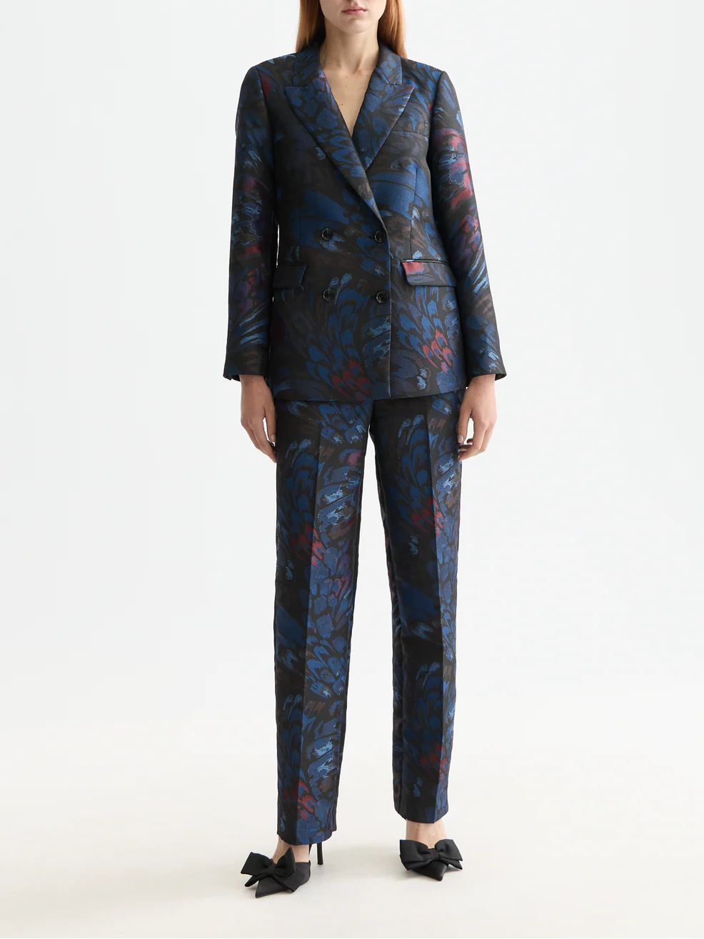 Ripple pheasant jacquard straight leg pant