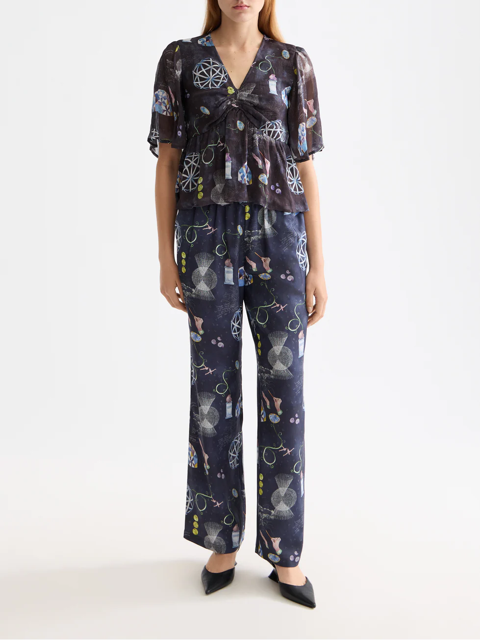 Gia Mid rise wide leg elasticated trousers