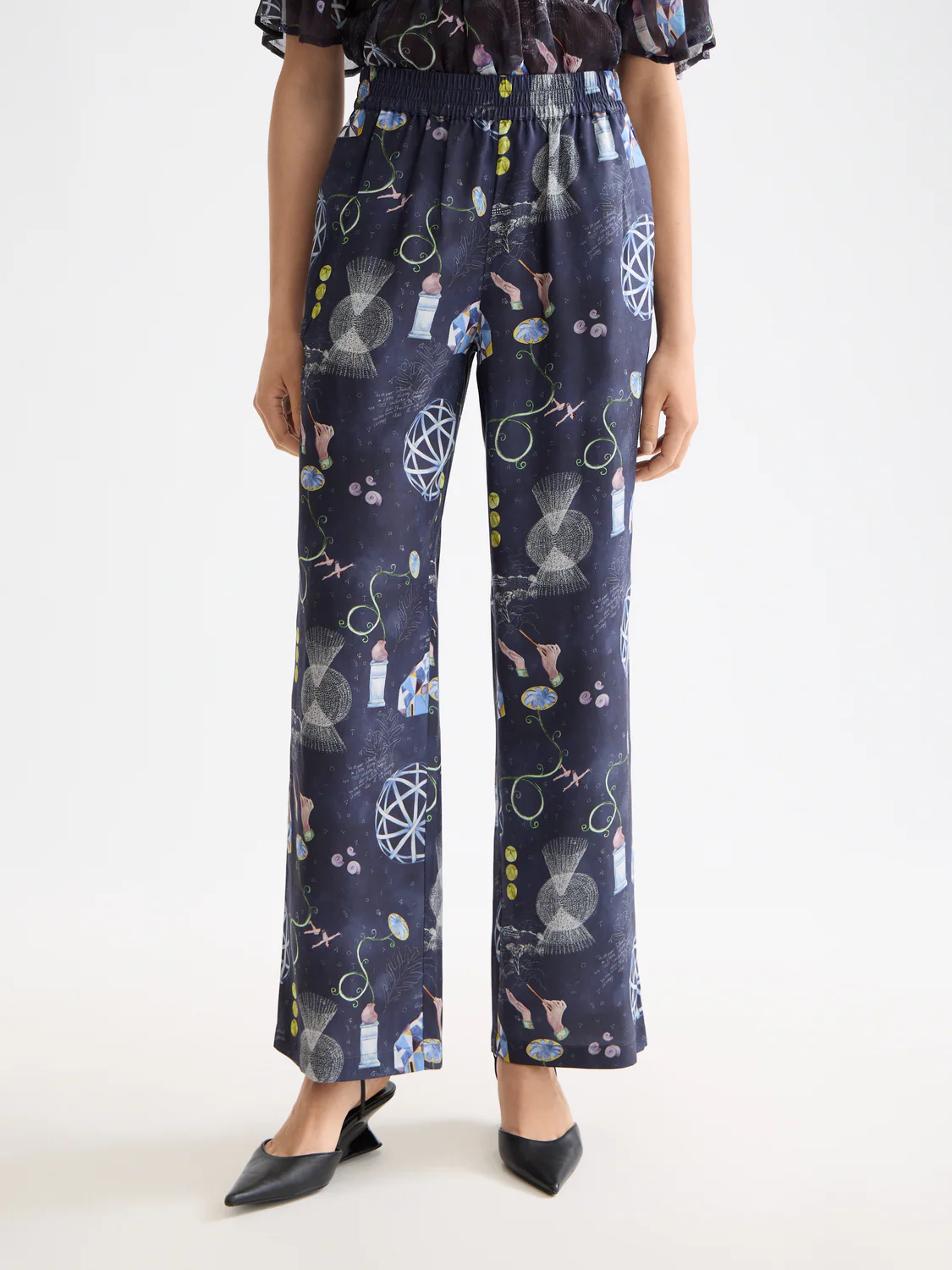 Gia Mid rise wide leg elasticated trousers - Image 2