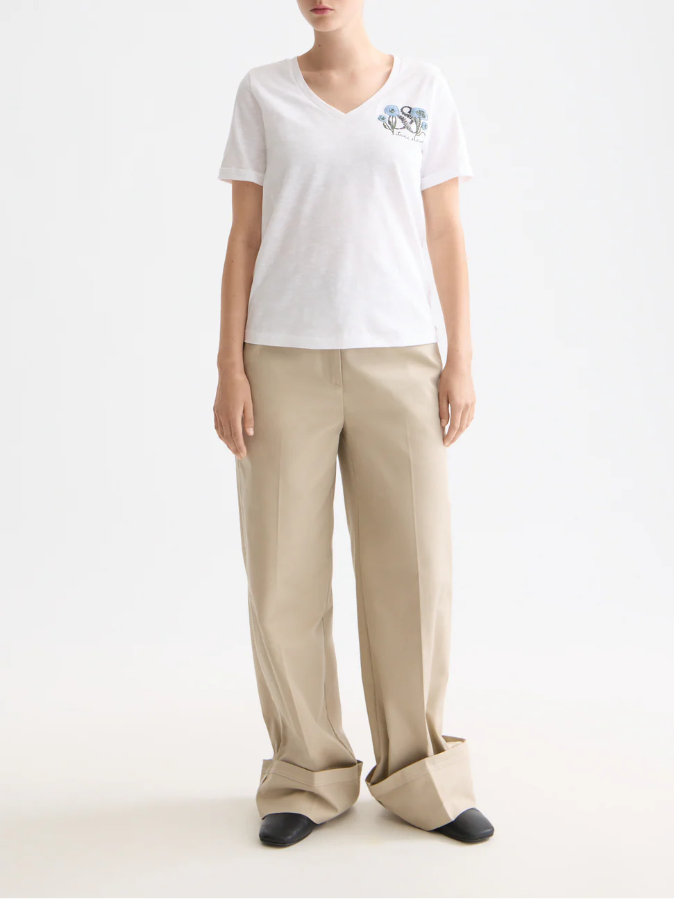 Luca high rise wide leg cuff chino pant
