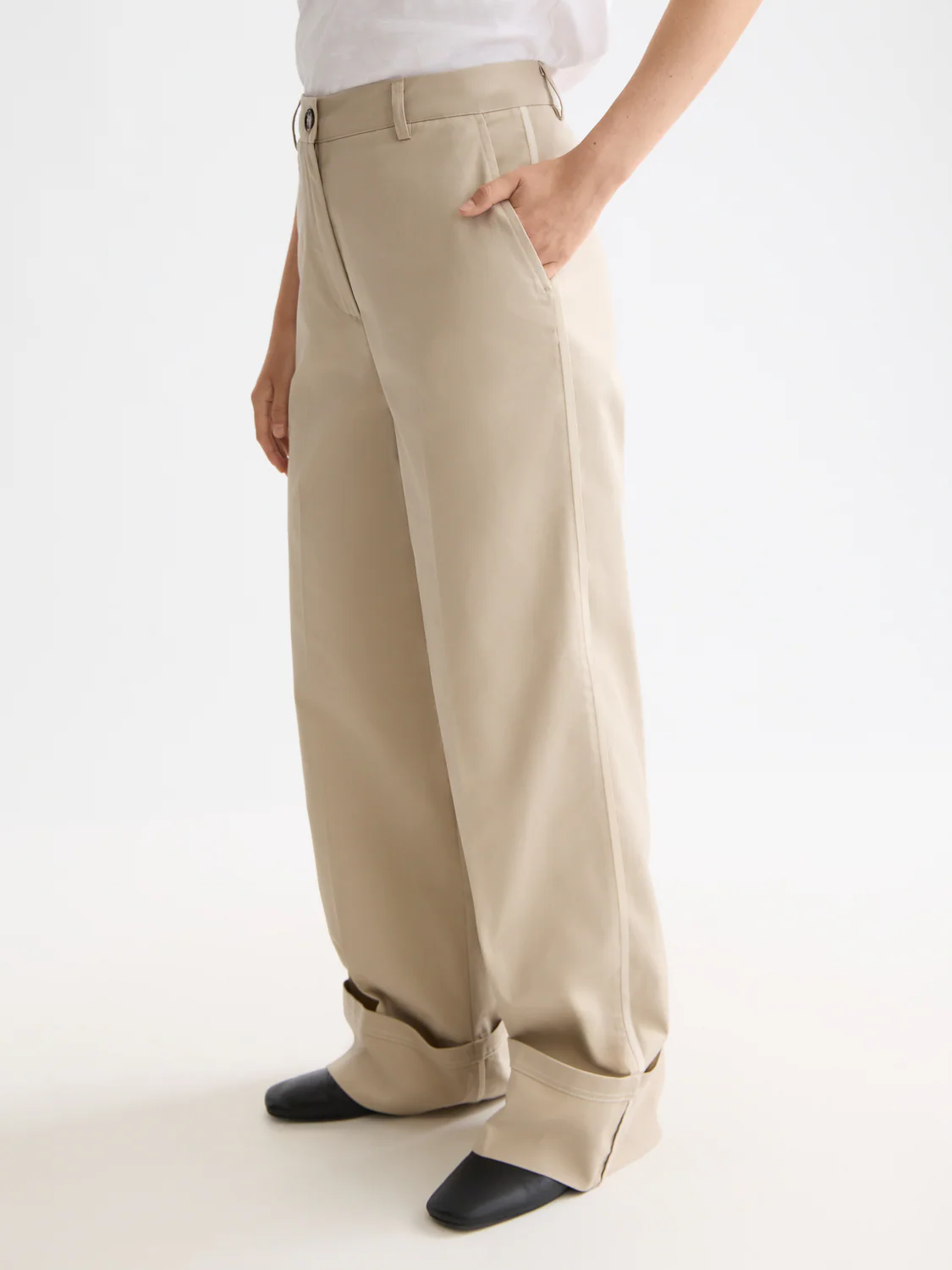 Luca high rise wide leg cuff chino pant - Image 3