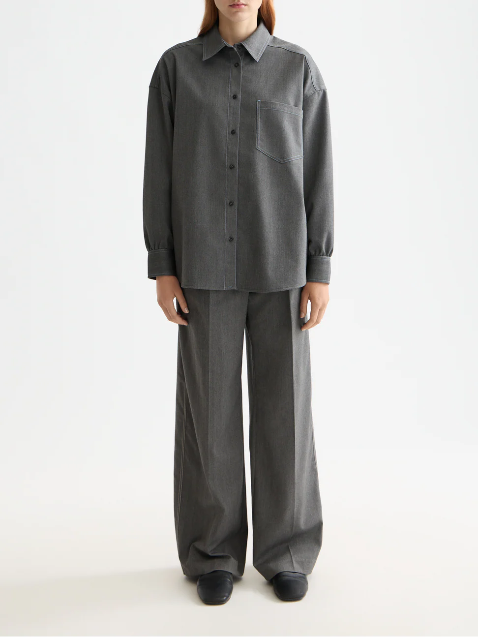 Rose high rise wide leg herringbone pant