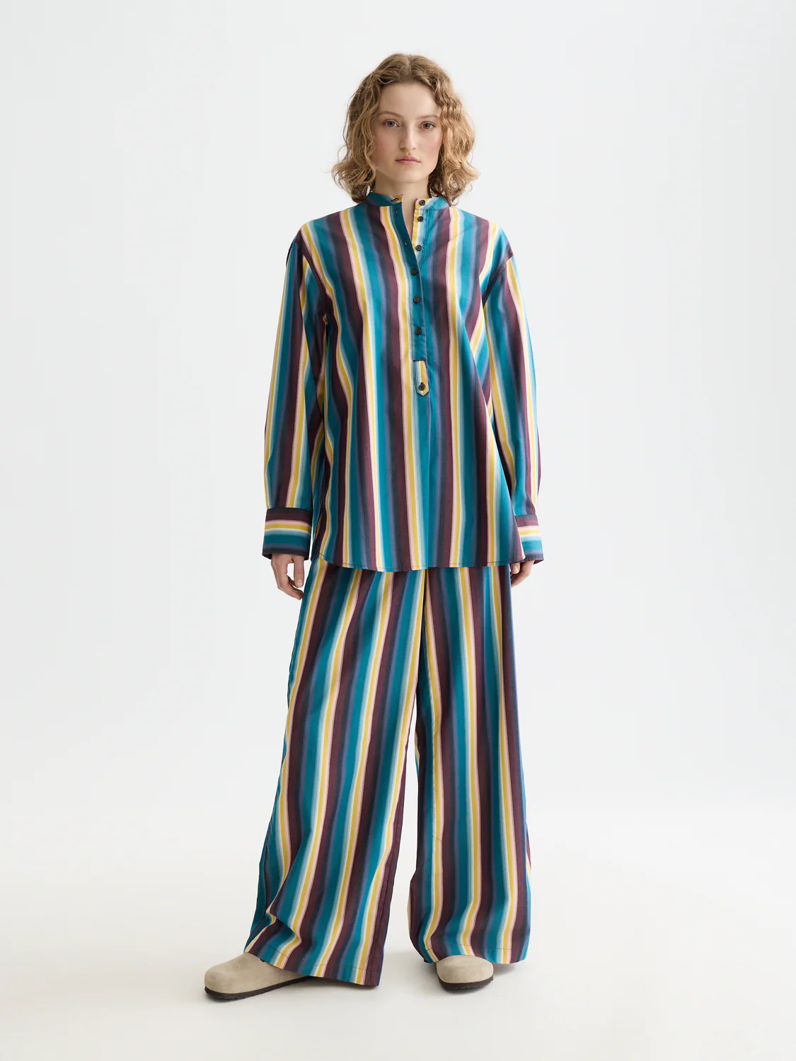 Eleni high rise wide leg striped pants