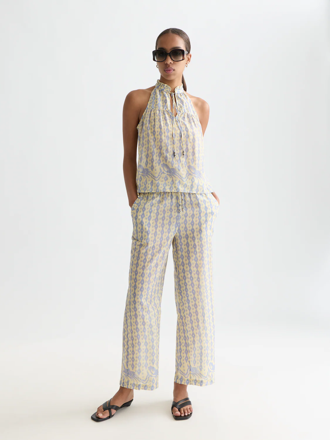 Gia - All over printed cotton voile pants
