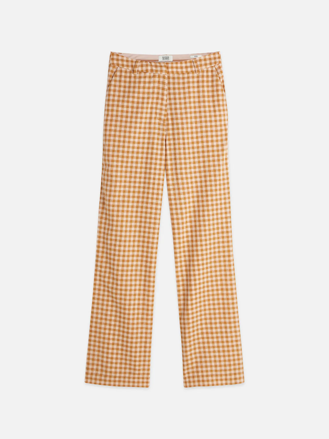 Edie Linen gingham high rise wide leg pants - Image 5