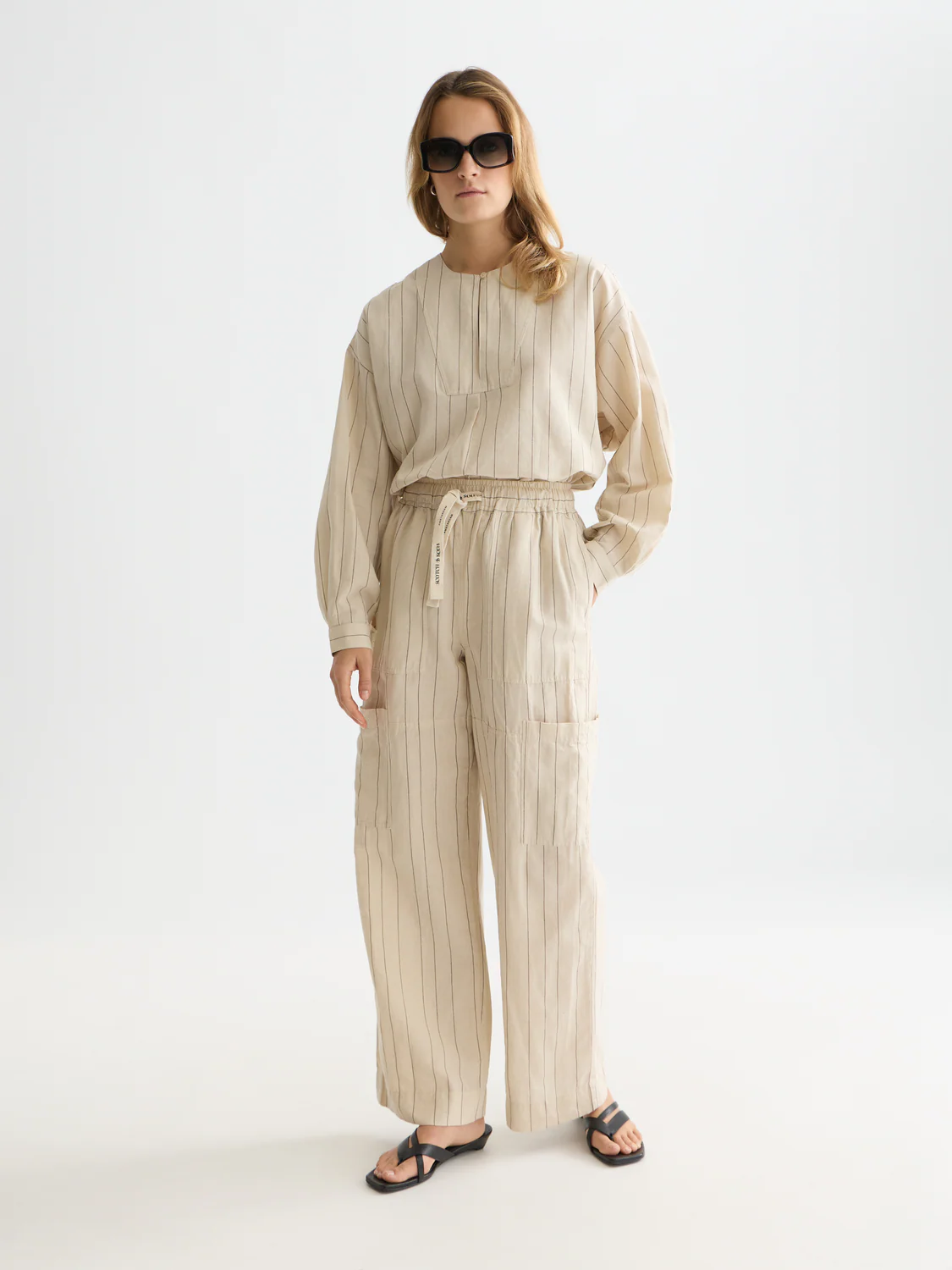 Noa Linen high-rise wide-leg relaxed pants