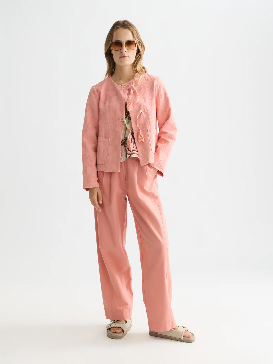 Quinn mid rise wide leg linen cotton pants - Image 8