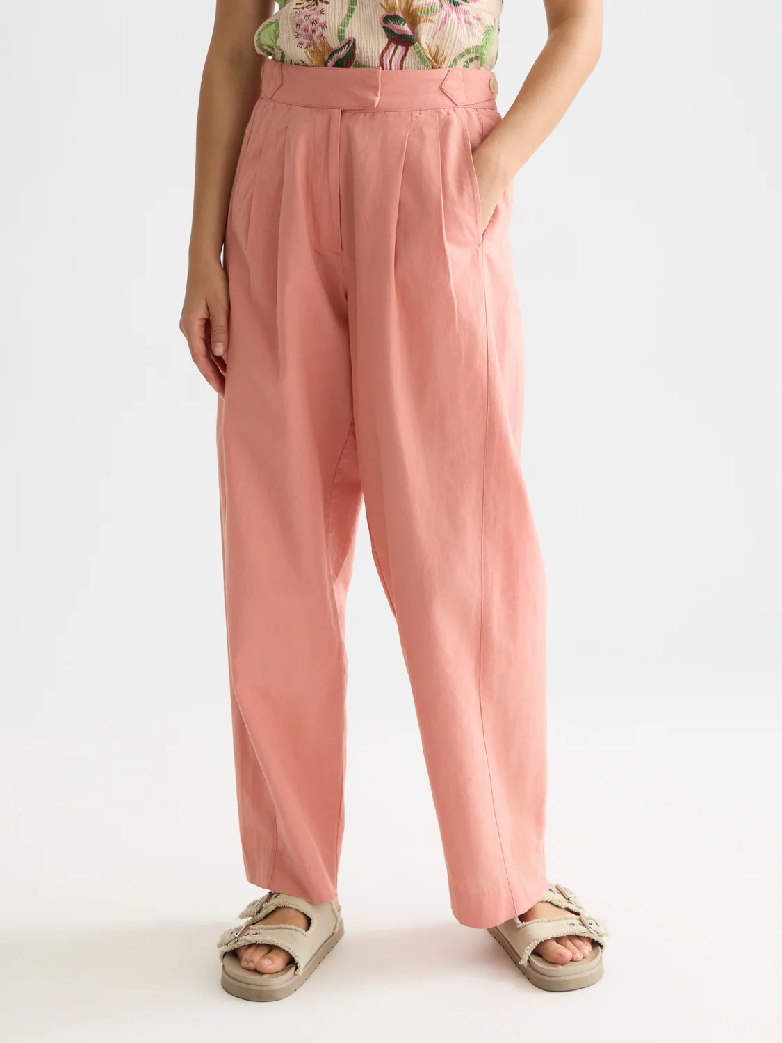 Quinn mid rise wide leg linen cotton pants - Image 9
