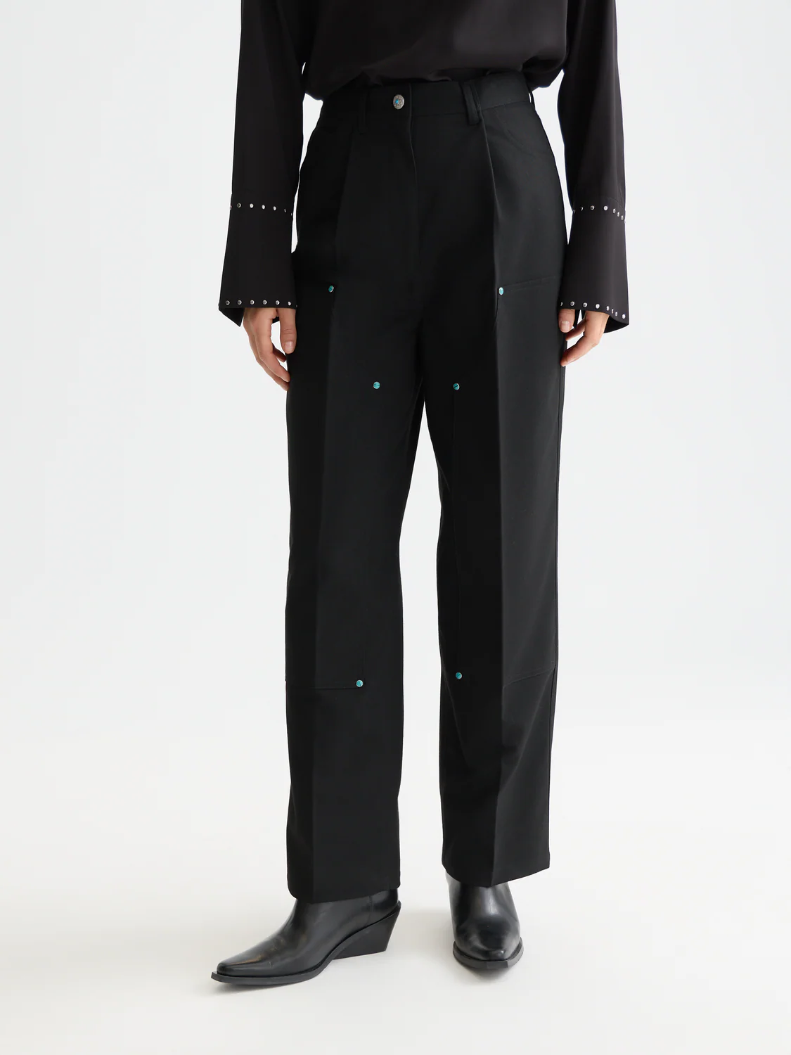 Raine Studded high rise wide leg pants - Image 2