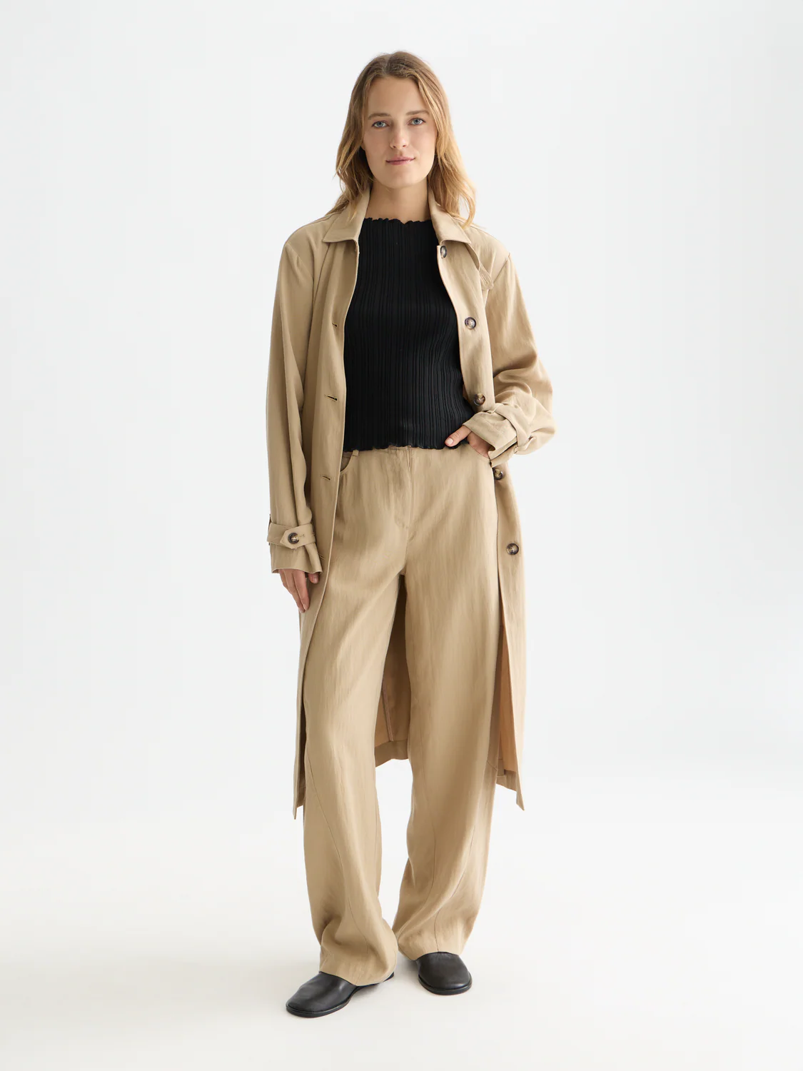 Lotus Twill high rise barrel leg pants