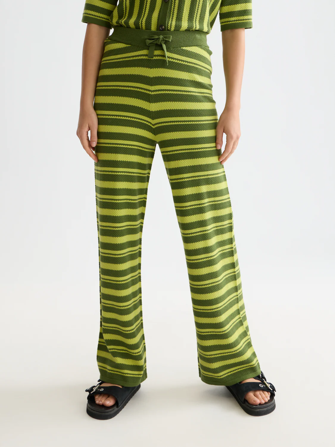 Textured stripe knitted trousers - Image 2