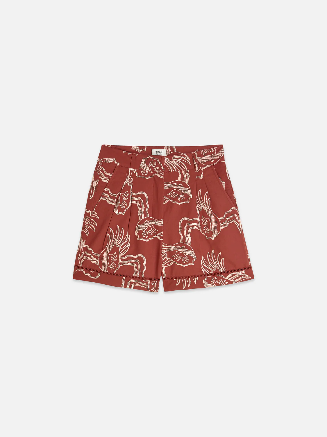 Embroidered linen blend shorts - Image 5