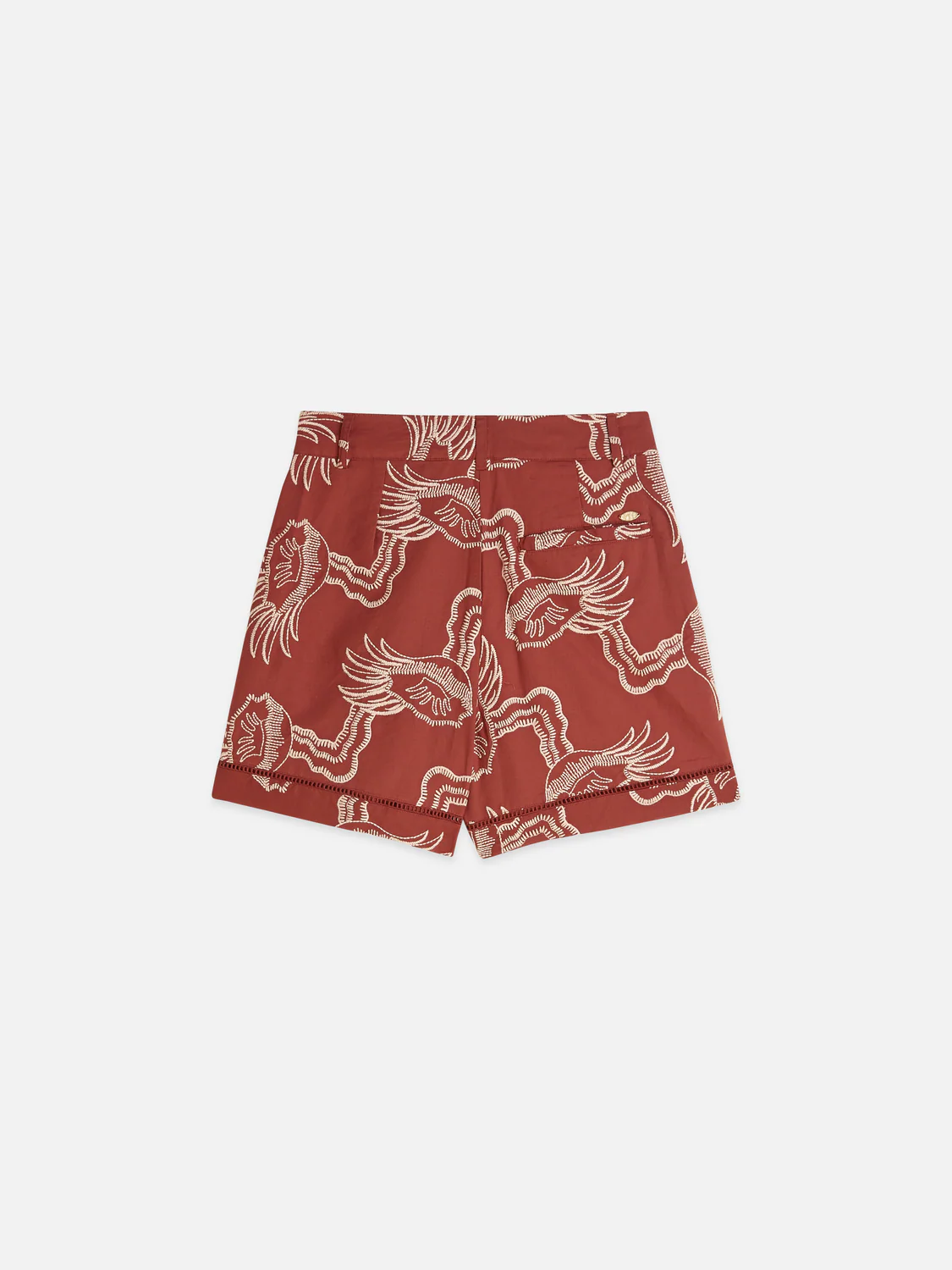 Embroidered linen blend shorts - Image 6